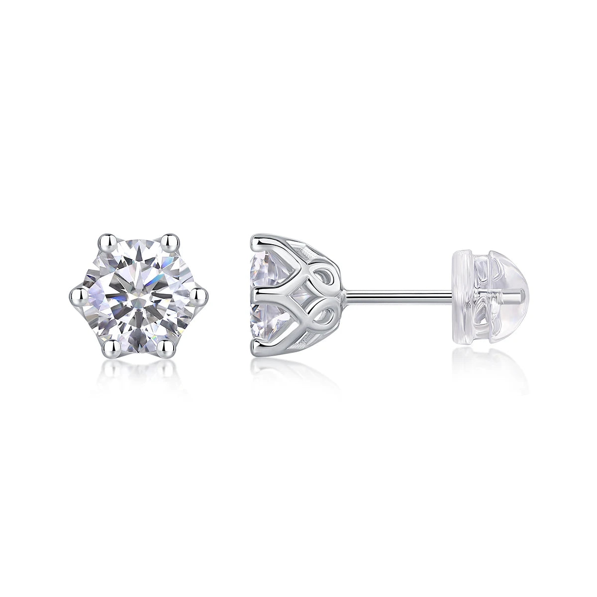 Jiuzuan Moissanite Hollow Stud Earrings 925 Silver 18K Gold Plated