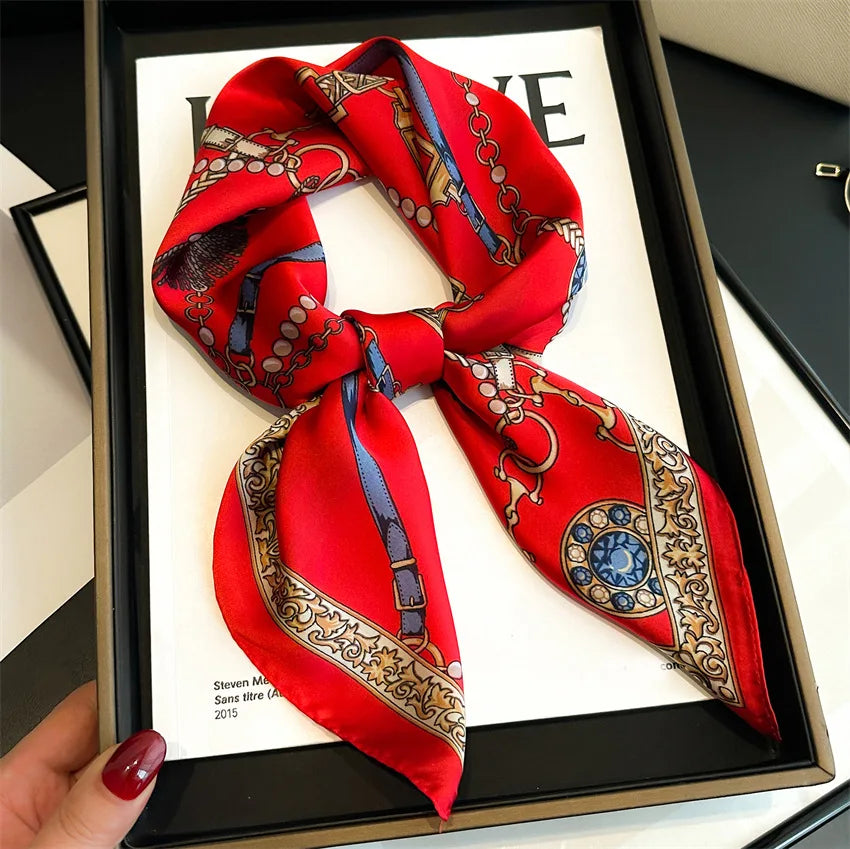HYKMAIYW Satin Hair Scarf For Women Printed Square Headscarves
