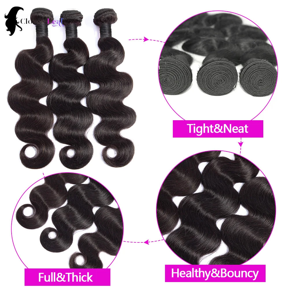 Clover Leaf Brazilian Remy Body Wave Hair Bundles 100 Percent Human