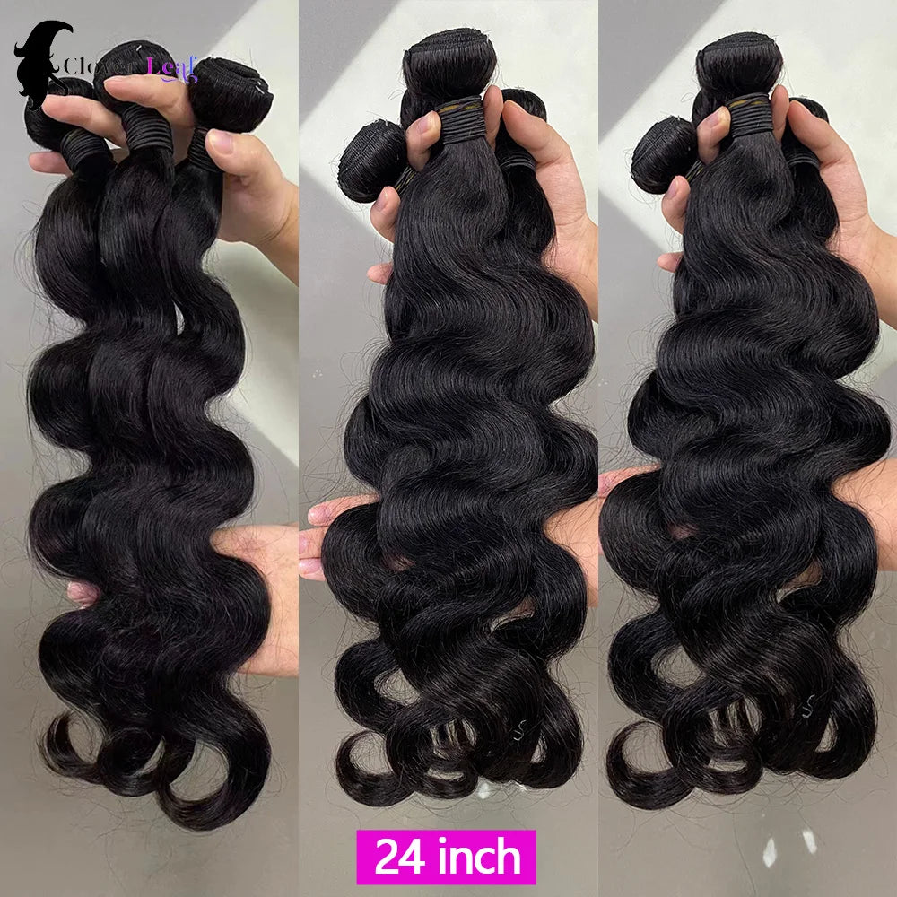 Clover Leaf Brazilian Remy Body Wave Hair Bundles 100 Percent Human