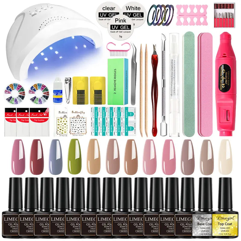 Nail Gel Polish Kit With Drill And UV Light Beginners