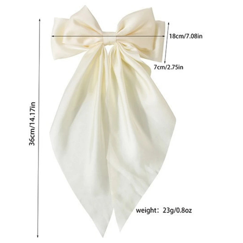 NONECN 3Pcs Large Elegant Ribbon Bow Hair Clips For Women Satin