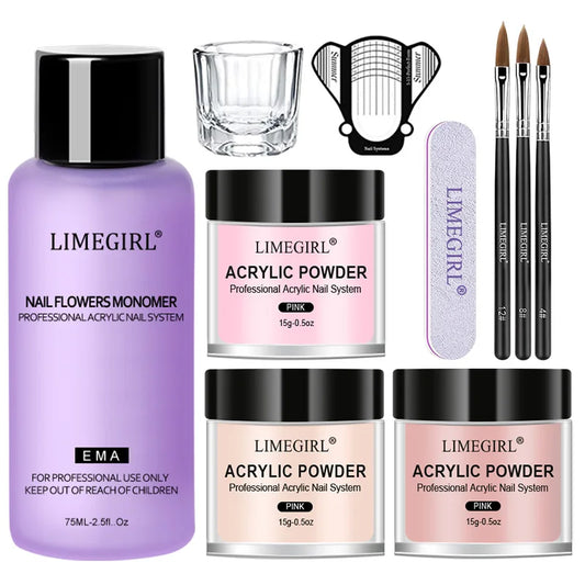 Acrylic Nail Starter Kit With Powder And Liquid And Brushes