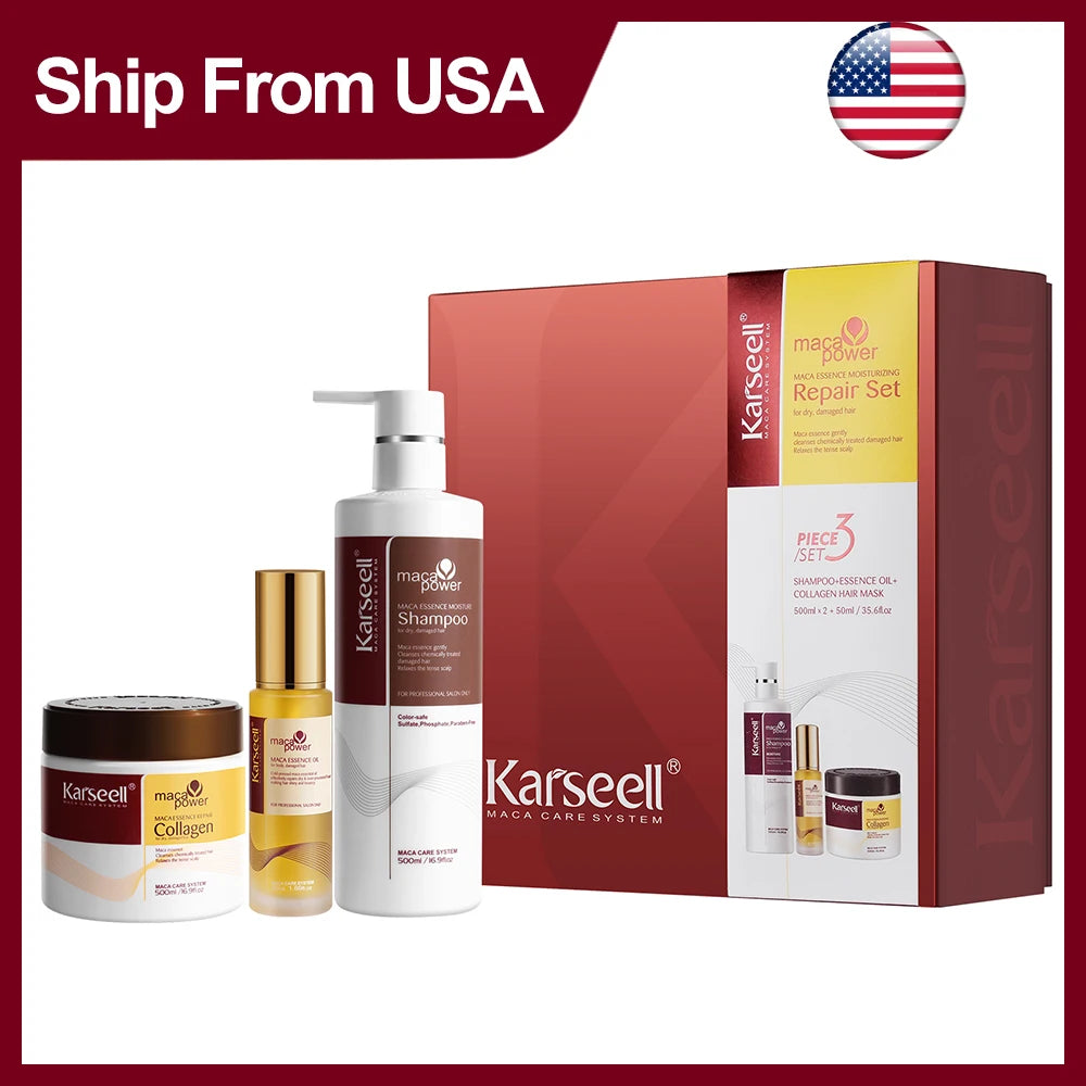 Karseell Collagen Hair Mask Argan Oil Shampoo Moisturizing Repair Set