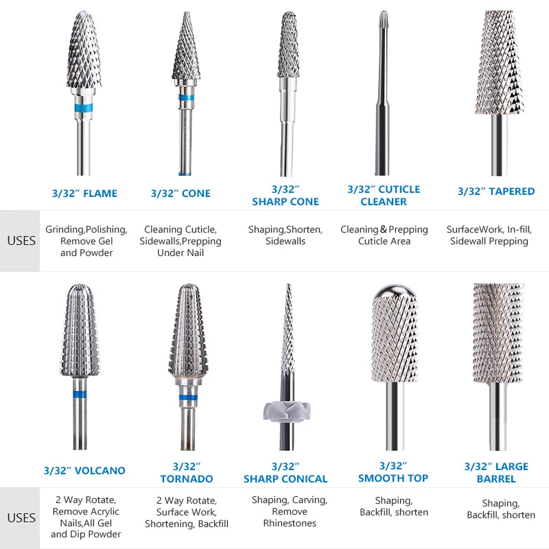 Stainless Steel Nail Drill Bit for Manicure Pedicure Tools