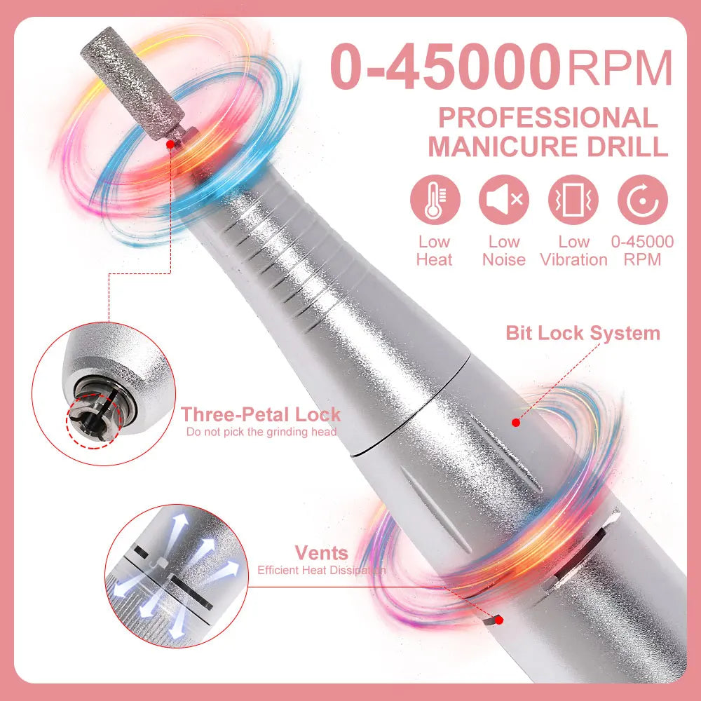 Limegirl 45000RPM Portable Cordless Electric Nail Drill For Acrylic Gel Nails