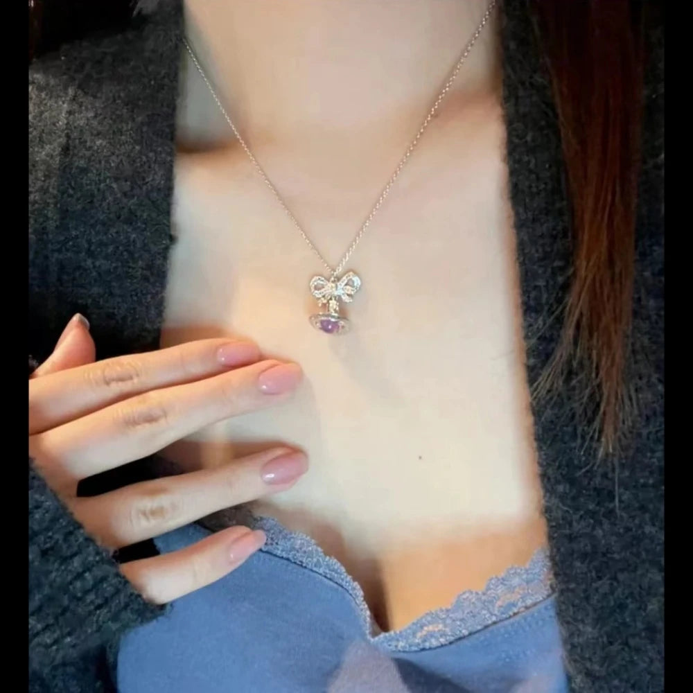 NONECN Octavie Bow 925 Silver Necklace For Women Jewelry