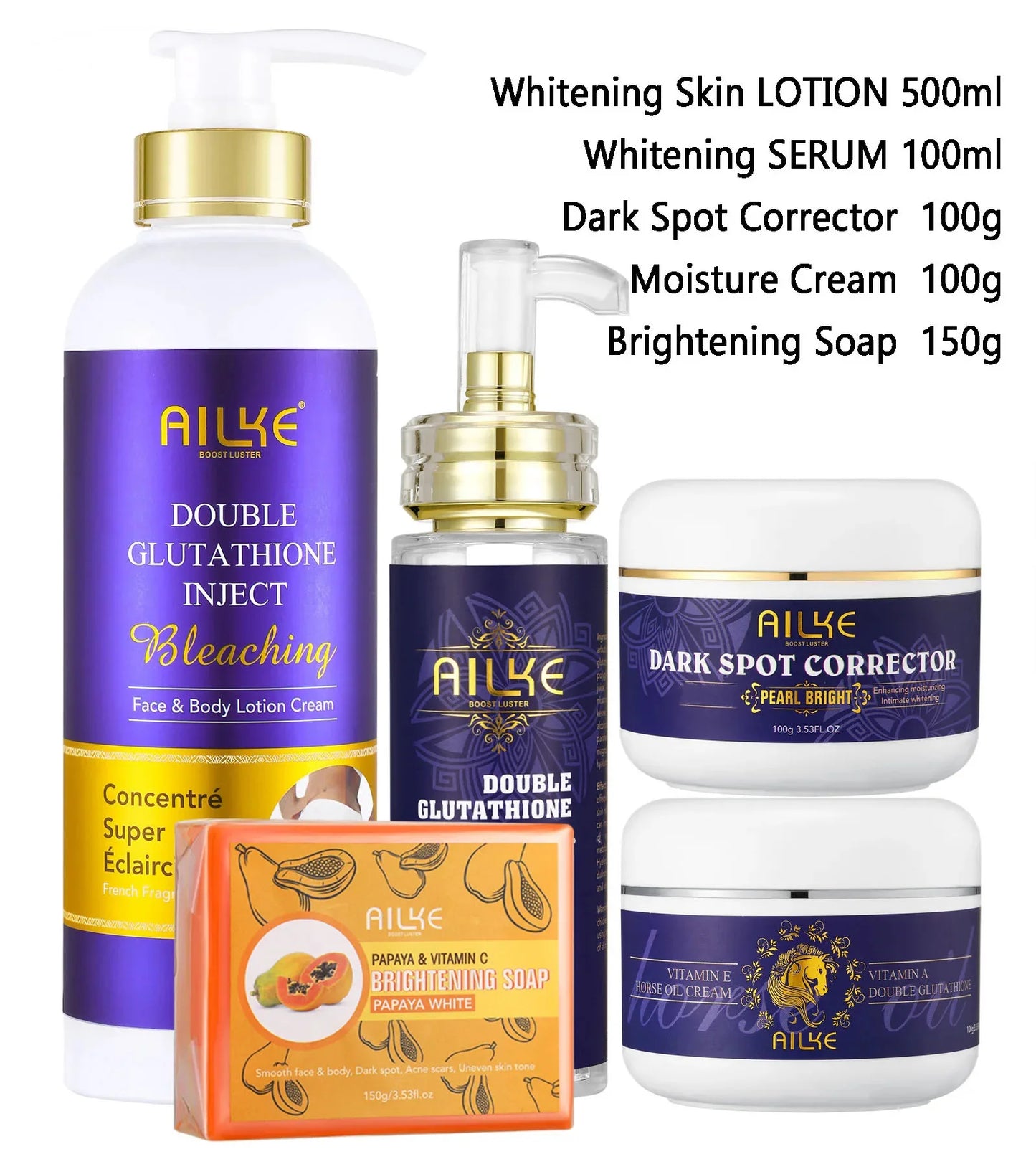 AILKE Glutathione 5 in 1 Women Skin Care Kit Deluxe