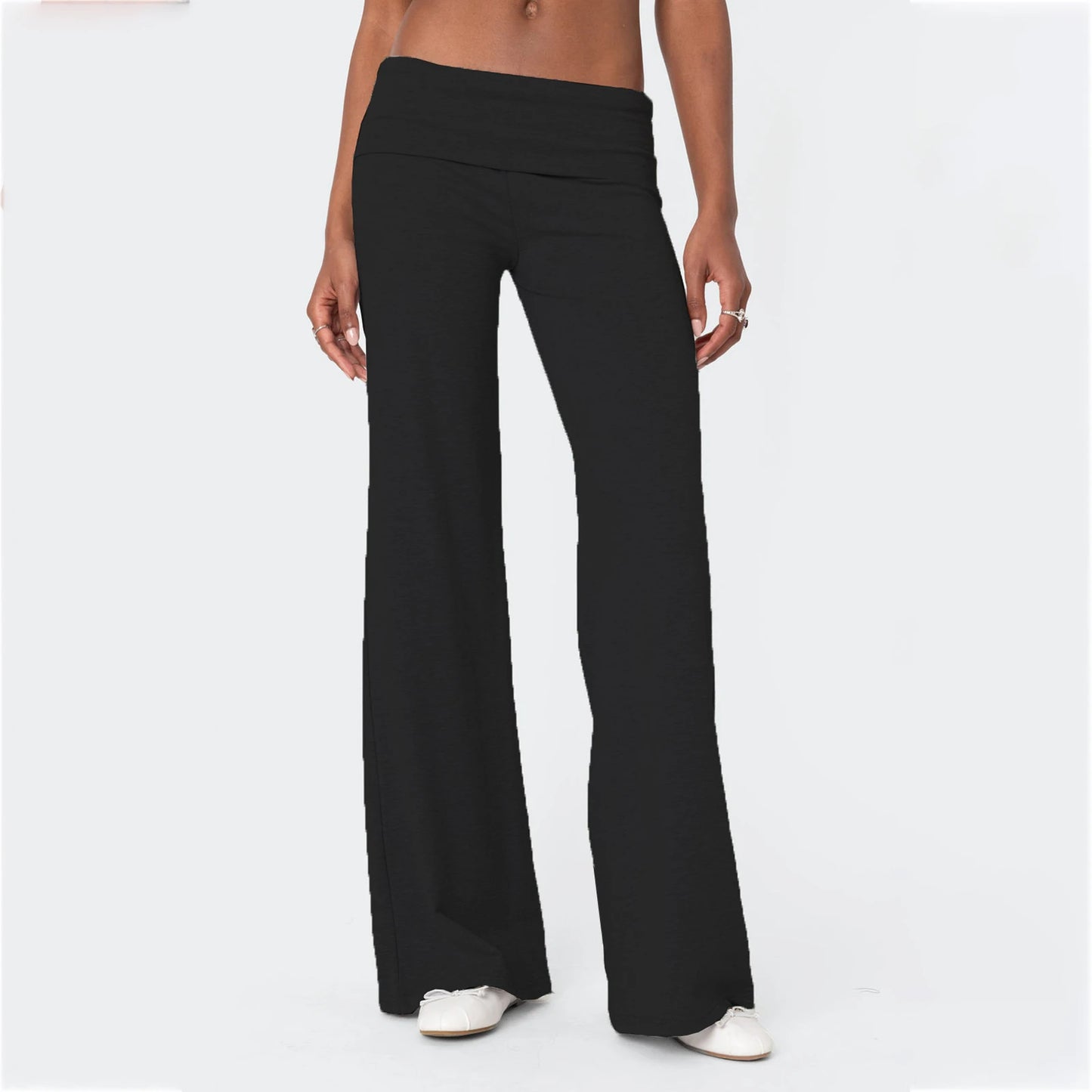 XBTCLXEBCOCN Casual Wide Leg Sweatpants For Women Fold Over Lounge Pants