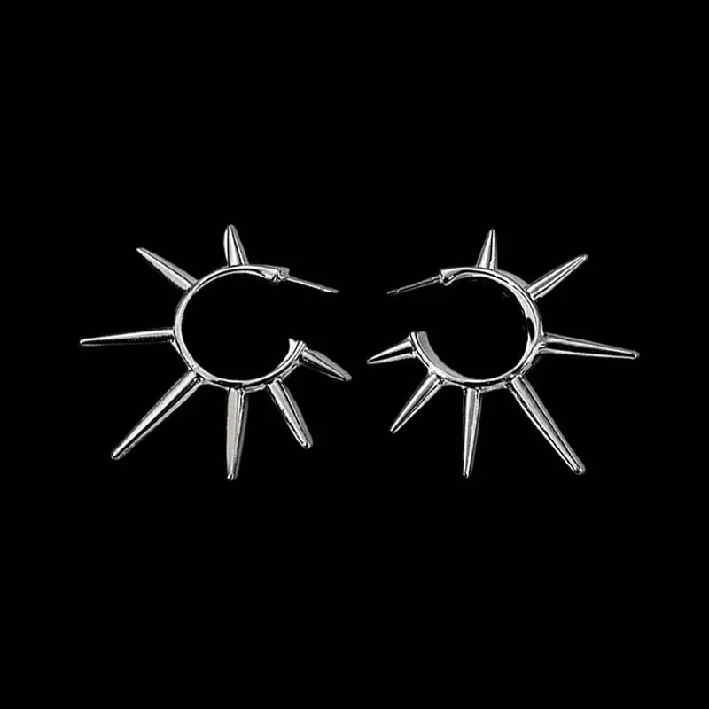 Gothic Rivet Drop Earrings Geometric Cone Pendant for Women Men