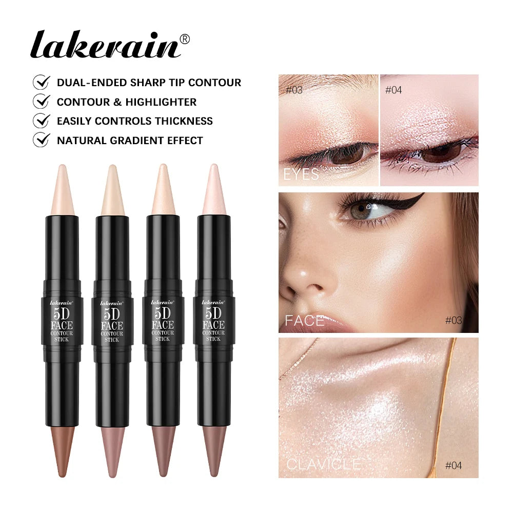 Lakerain Dual Ended Contour Stick Pen Long Lasting Waterproof Sweatproof