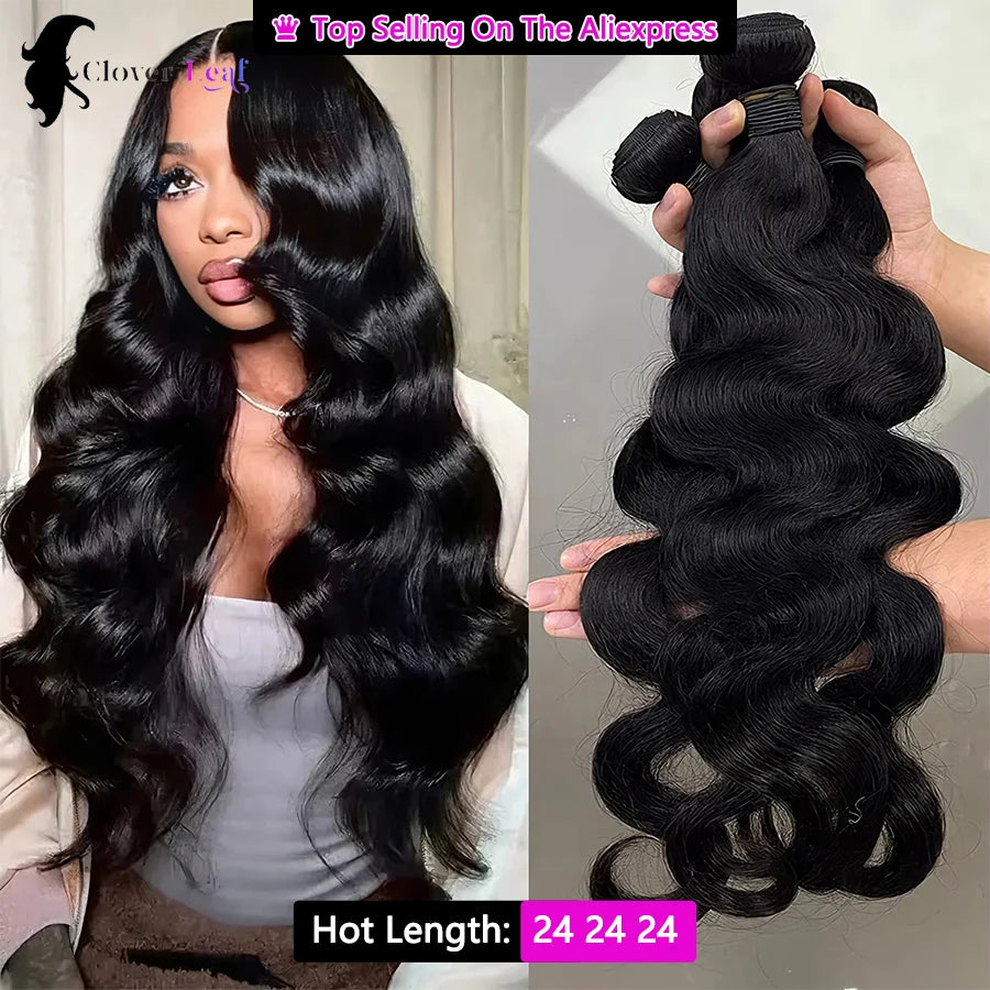 Clover Leaf Brazilian Remy Body Wave Hair Bundles 100 Percent Human