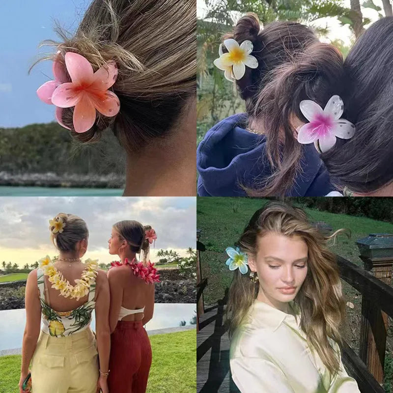 Hawaiian Flower Hair Claw Clips Large Claw For Thick And Thin Hair