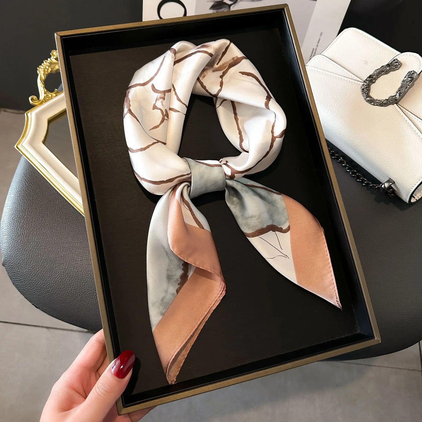 HYKMAIYW Satin Hair Scarf For Women Printed Square Headscarves