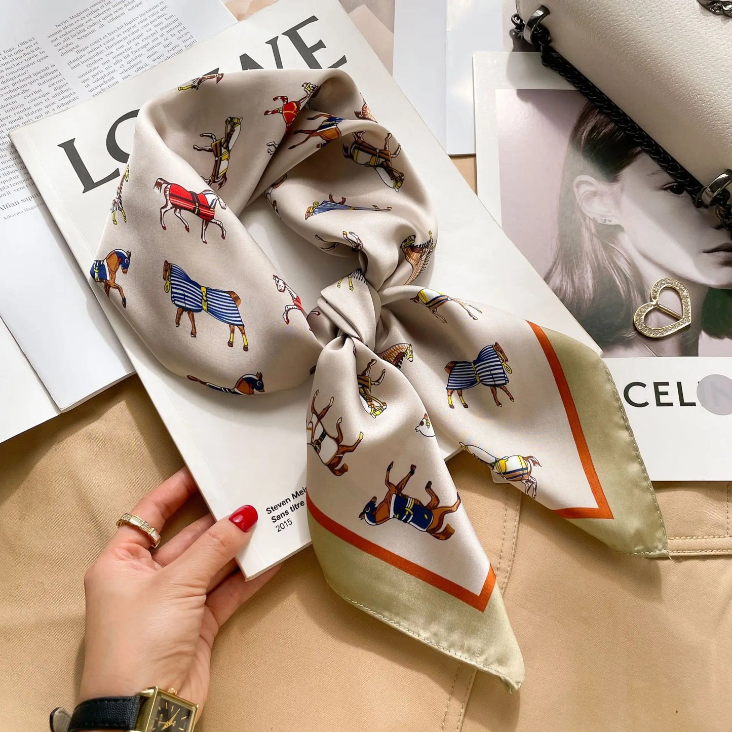 HYKMAIYW Satin Hair Scarf For Women Printed Square Headscarves