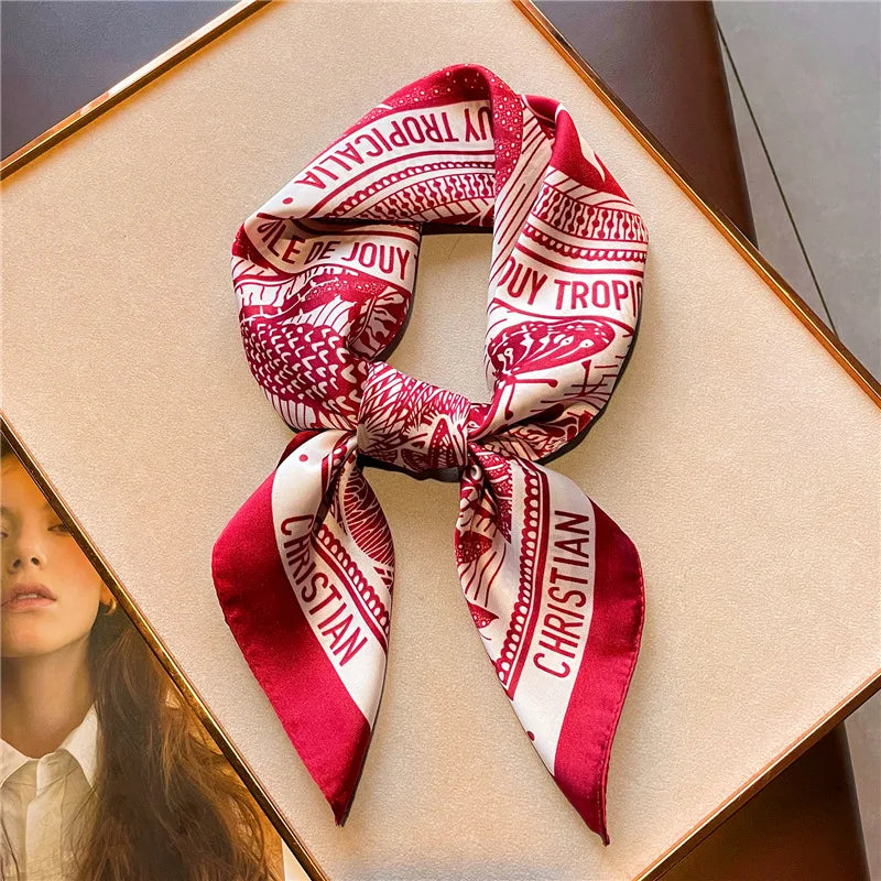 HYKMAIYW Satin Hair Scarf For Women Printed Square Headscarves