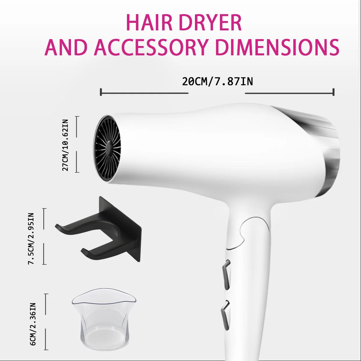 B Beichen Foldable Hair Dryer with Diffuser 2 Speed Control