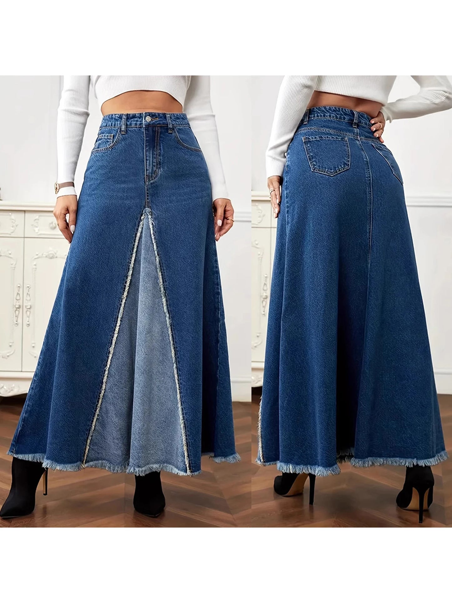 XBTCLXEBCOCN Velvet Polyester Midi Skirt For Women Aline