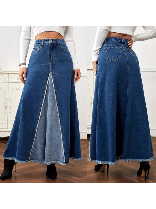 XBTCLXEBCOCN Velvet Polyester Midi Skirt For Women Aline