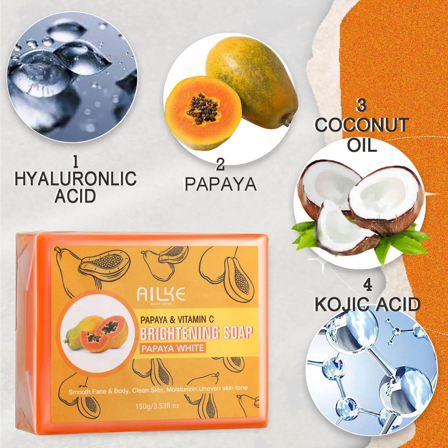 AILKE Kojic Acid Soap For Hyperpigmentation And Brighter Skin