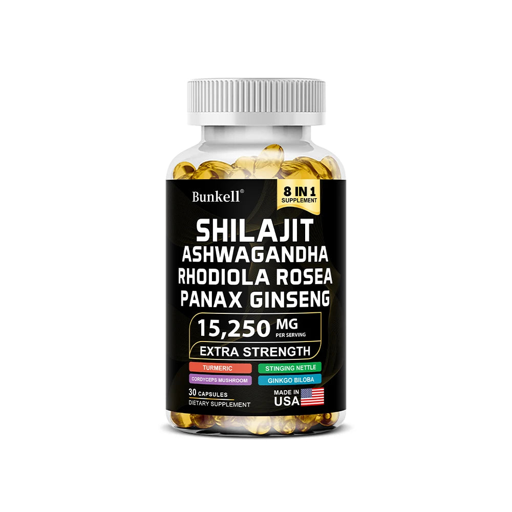 Bunkell Shilajit Capsules With Ginseng Ashwagandha Turmeric
