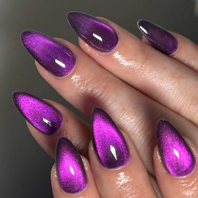 YADORNOS 24Pcs Glossy Cat's Eye Press On Nails Kit