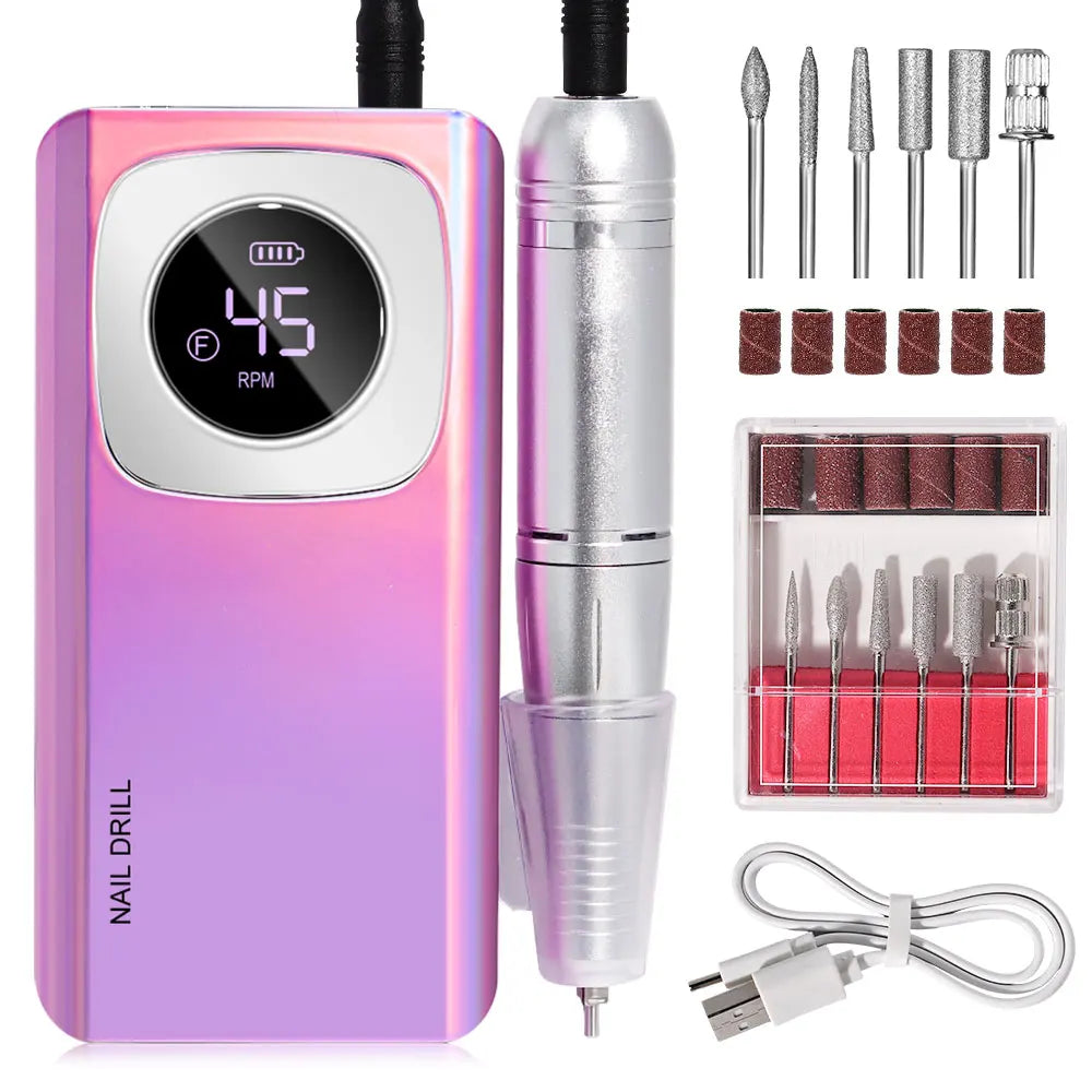 Limegirl 45000RPM Portable Cordless Electric Nail Drill For Acrylic Gel Nails