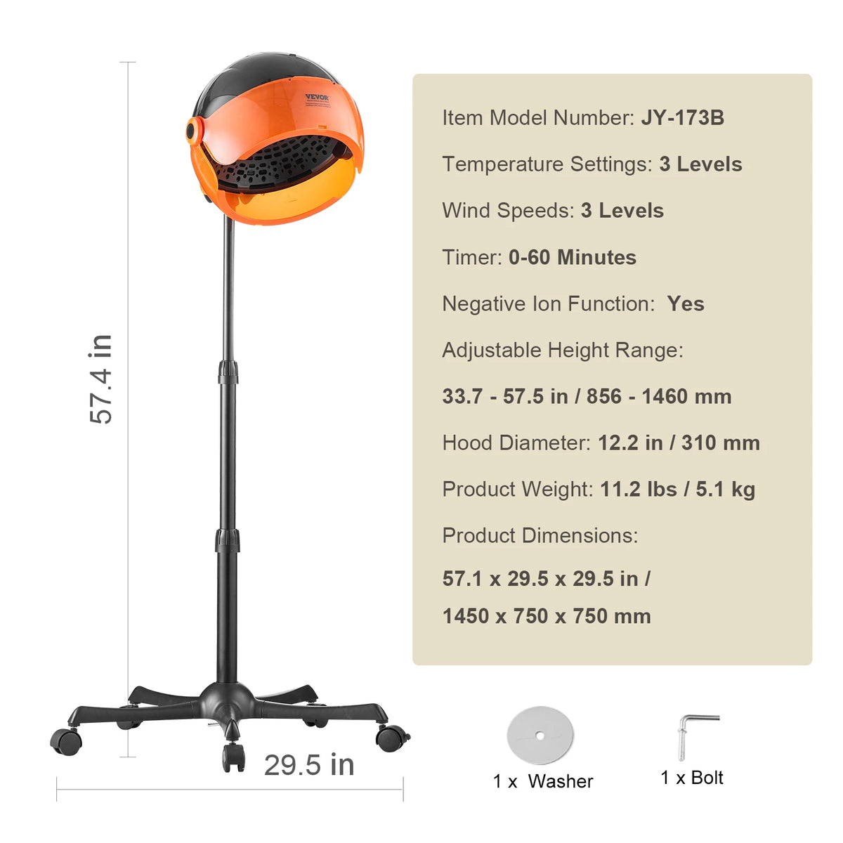 SucceBuy Ionic Bonnet Hair Dryer With Adjustable Rolling Stand