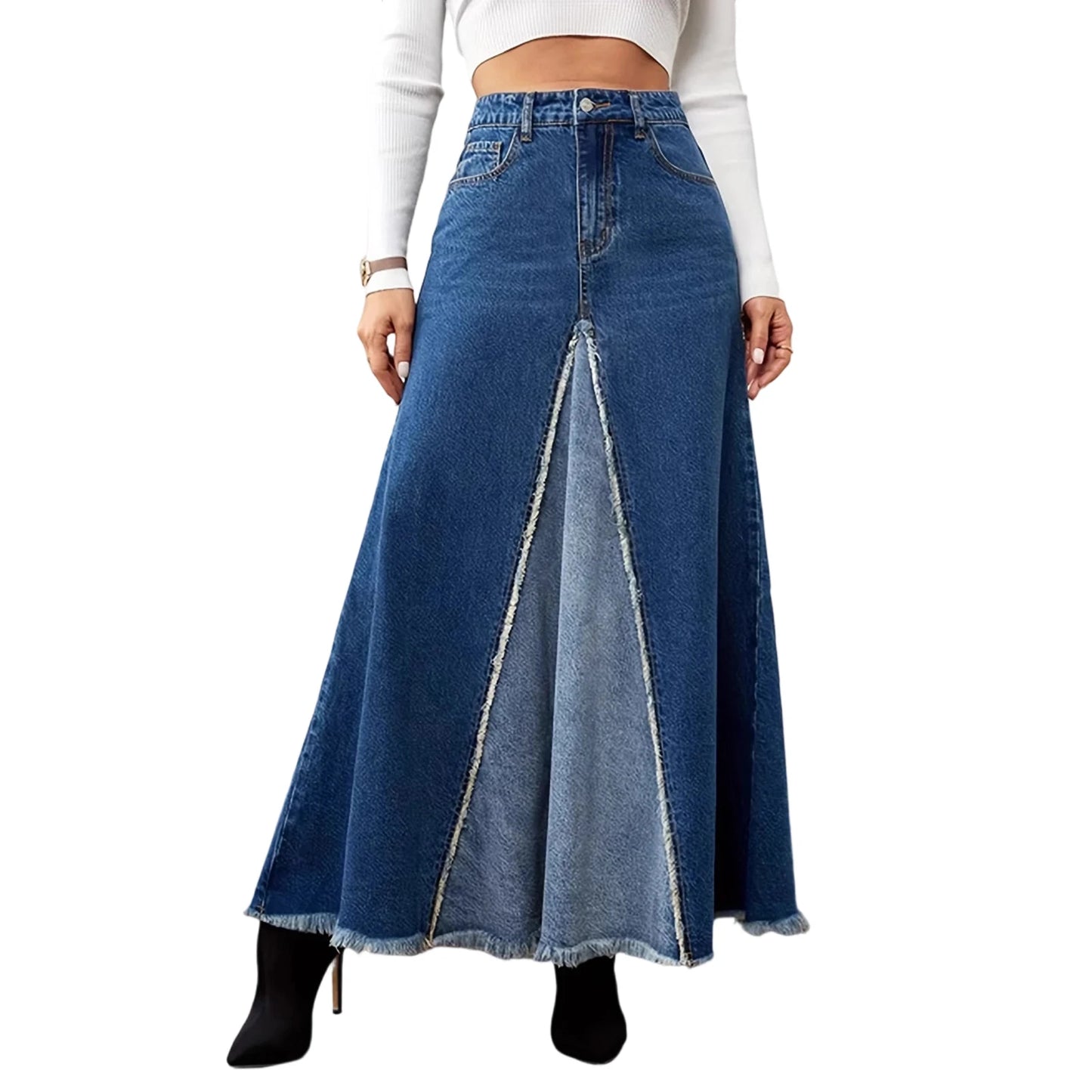 XBTCLXEBCOCN Velvet Polyester Midi Skirt For Women Aline