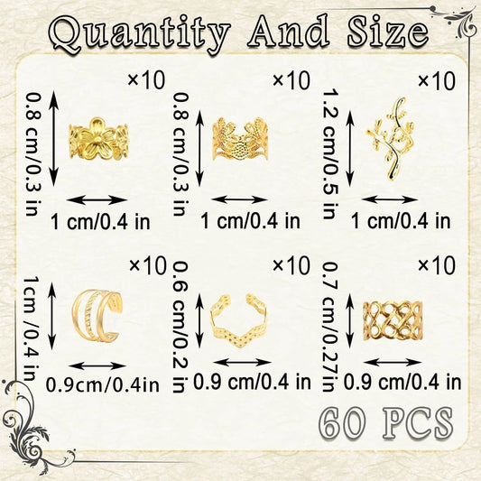 Hair Jewelry For Braids Braid Clips 60Pcs Dreadlock Accessories