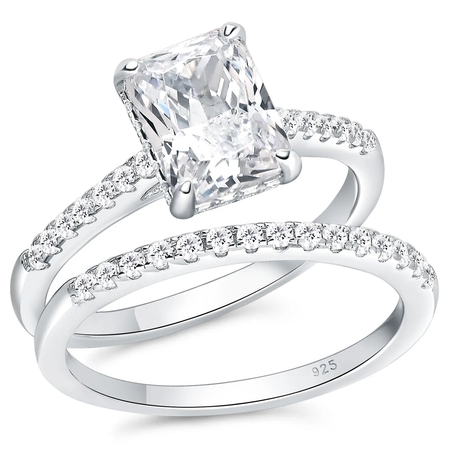 Newshe 925 Sterling Silver Moissanite Rings Set for Women