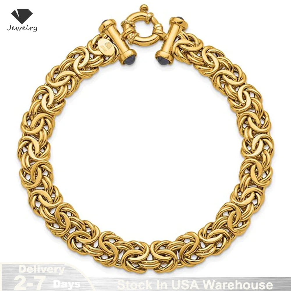 18K Gold Plated Braided Bracelet 925 Sterling Silver Men Women