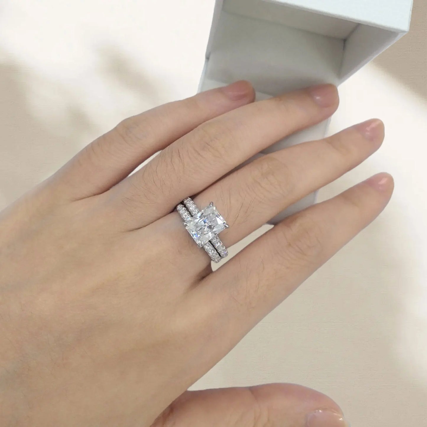 Newshe 925 Sterling Silver Moissanite Rings Set for Women