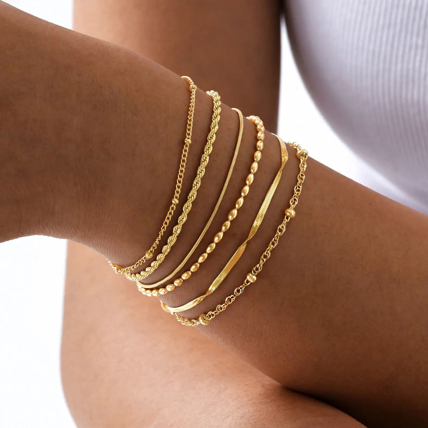 Thin Link Women Bracelet Stainless Steel 18K Gold Plated
