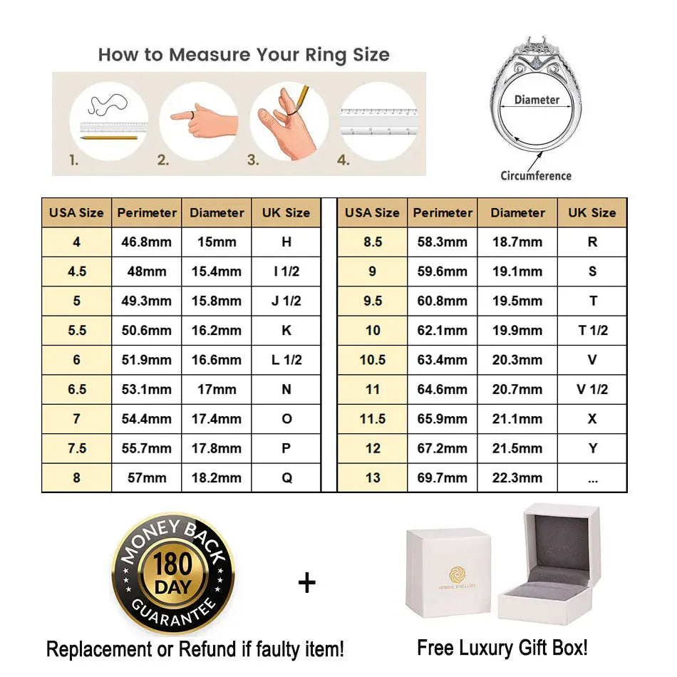 Newshe GRA Certified Moissanite Radian Cut Ring Set For Women Sterling Silver
