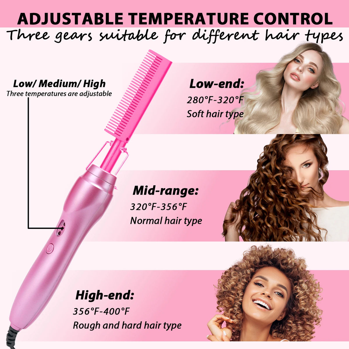 Electric Hot Comb Straightener Brush With Curler For Natural Hair