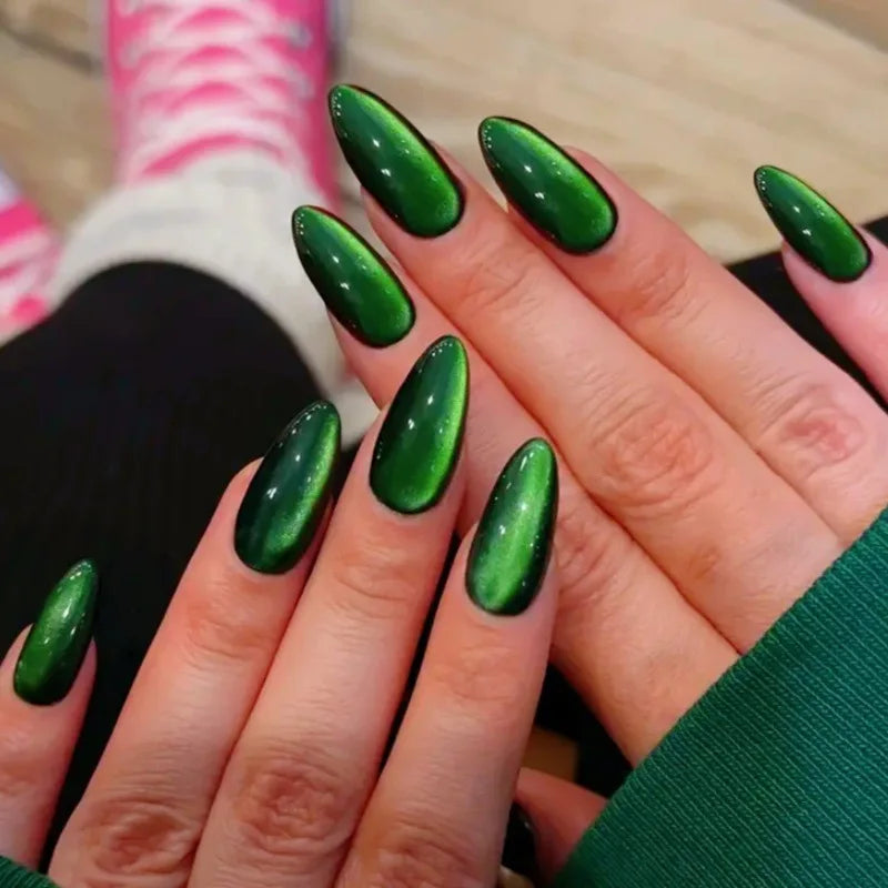 YADORNOS 24Pcs Glossy Cat's Eye Press On Nails Kit