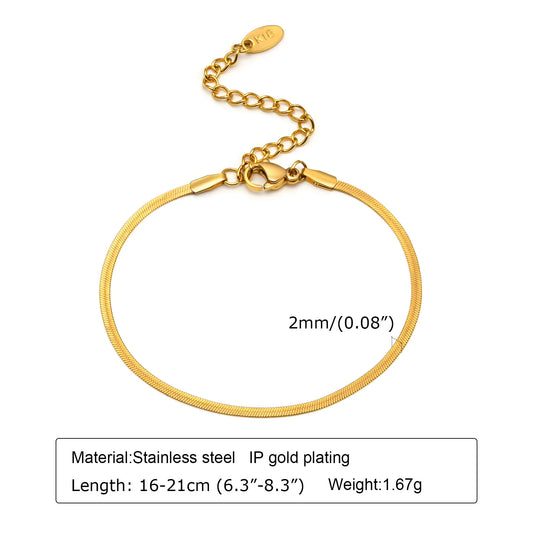 Thin Link Women Bracelet Stainless Steel 18K Gold Plated