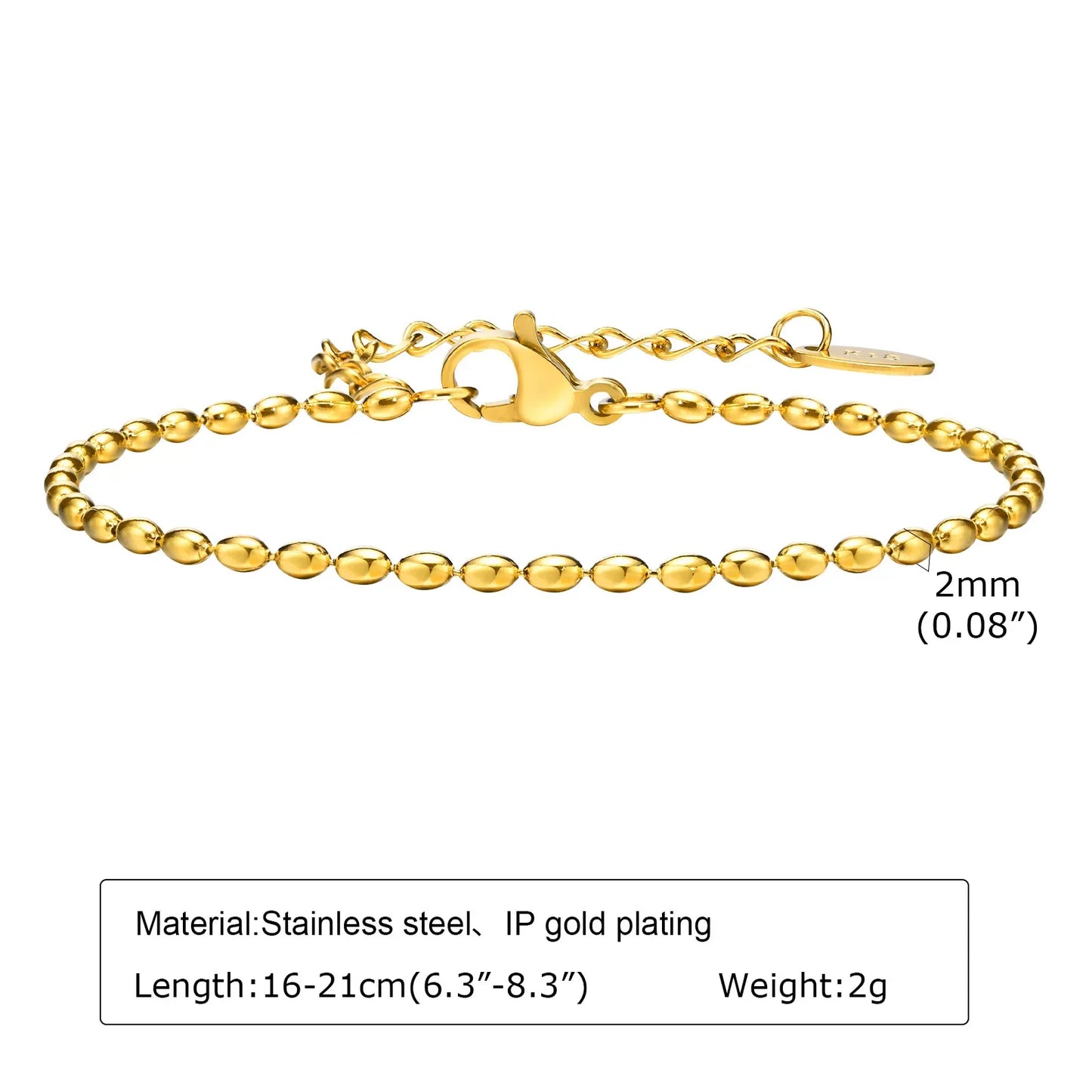Thin Link Women Bracelet Stainless Steel 18K Gold Plated