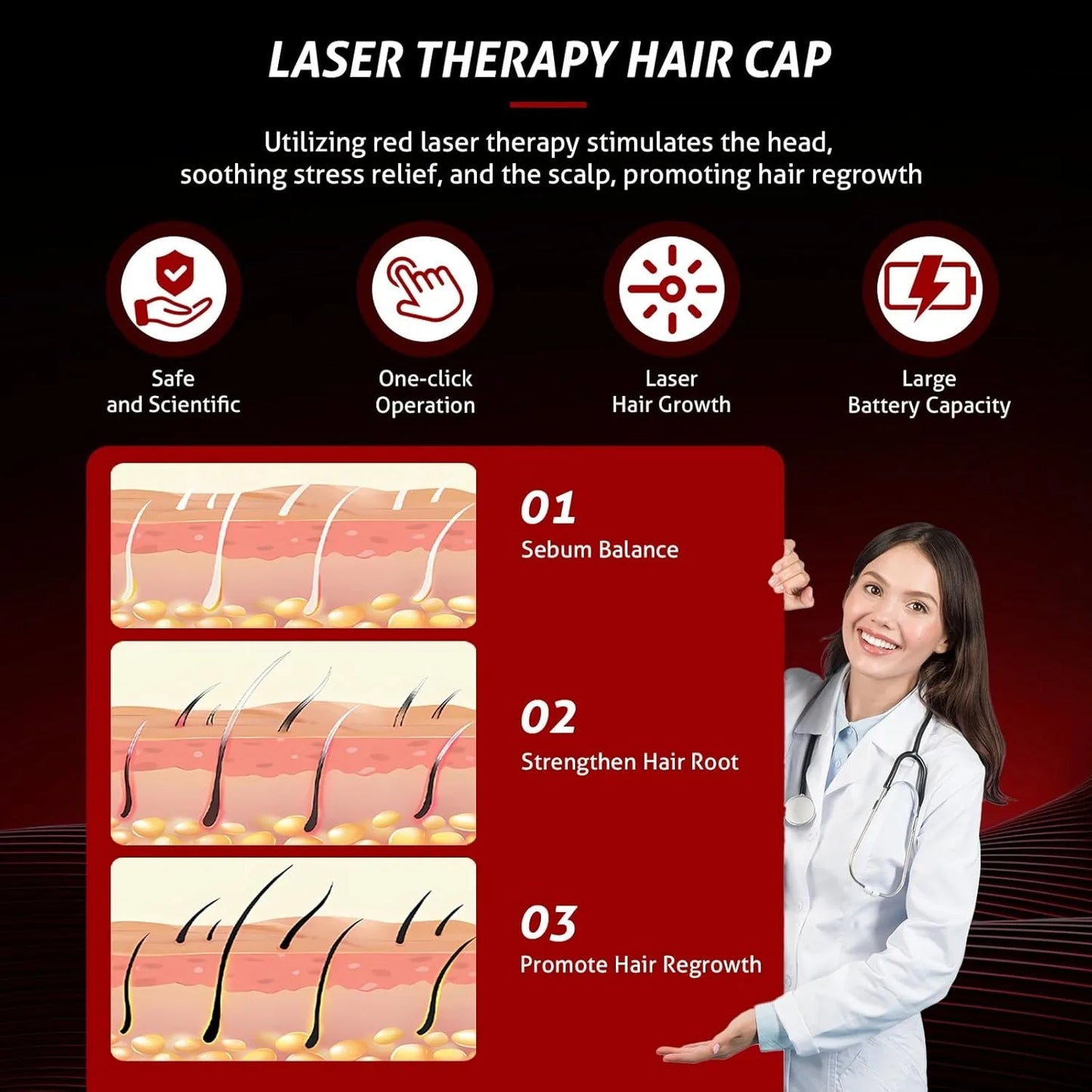 Wireless Laser Cap For Hair Growth LLLT Hair Loss Treatment