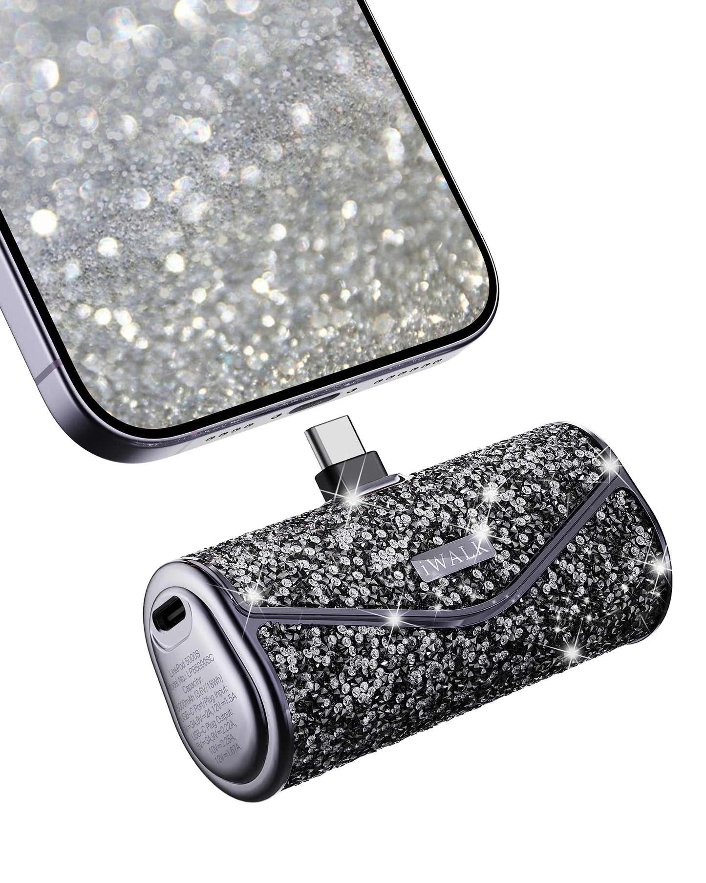 iWALK Luxury Diamond Shine Design 5000mAh USB C Power Bank