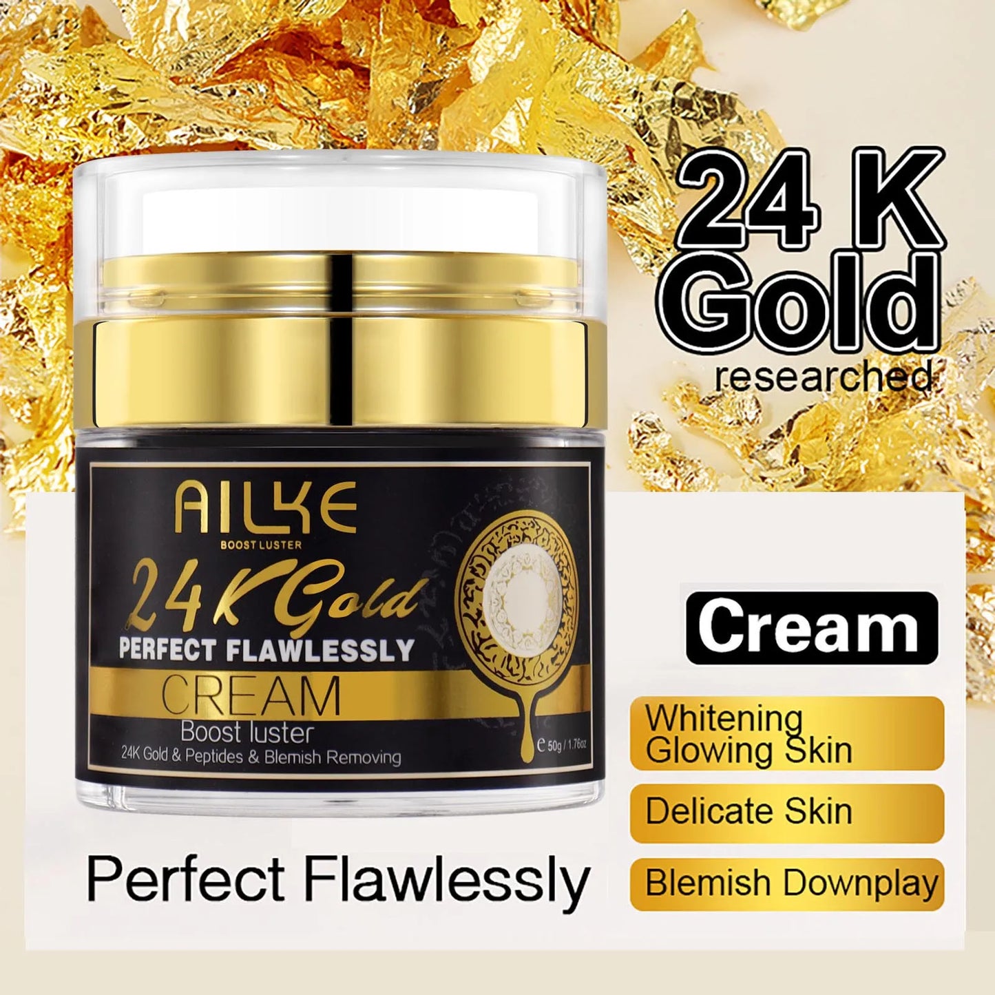 AILKE 24K Gold Collagen Cream Whitening Anti Aging Facial Care Set