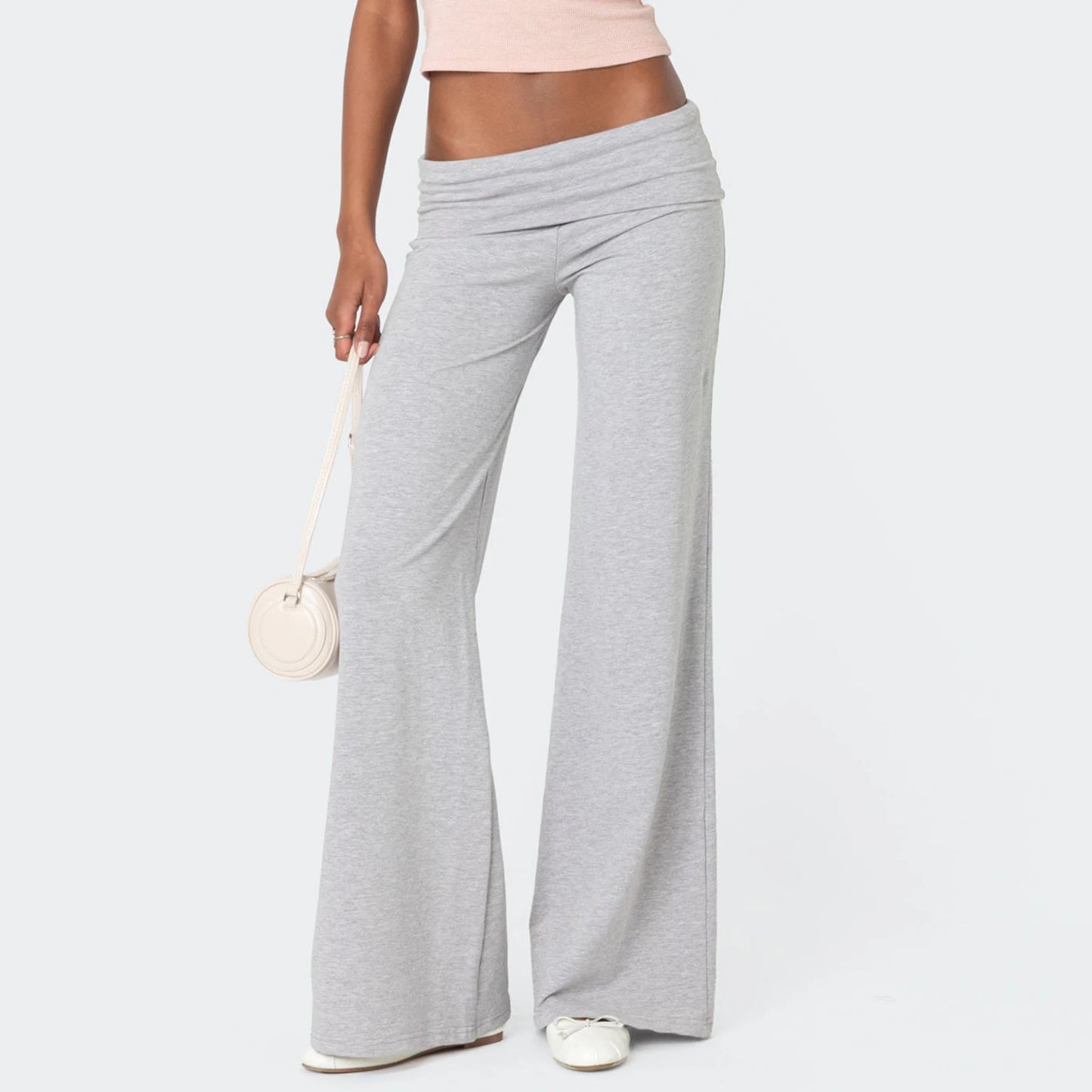 XBTCLXEBCOCN Casual Wide Leg Sweatpants For Women Fold Over Lounge Pants