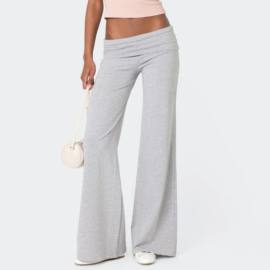 XBTCLXEBCOCN Casual Wide Leg Sweatpants For Women Fold Over Lounge Pants