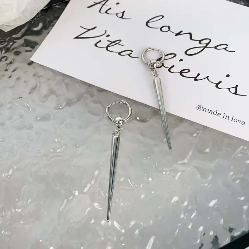 Gothic Rivet Drop Earrings Geometric Cone Pendant for Women Men