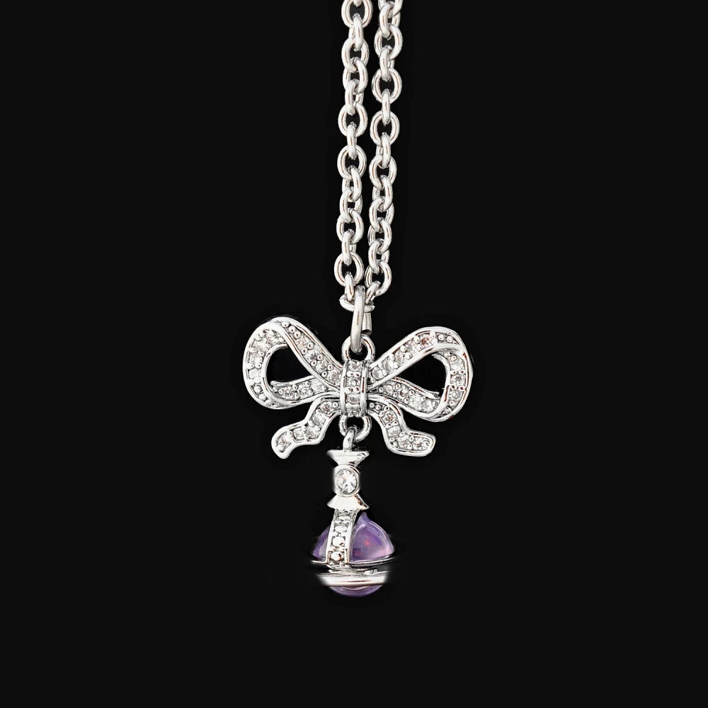 NONECN Octavie Bow 925 Silver Necklace For Women Jewelry