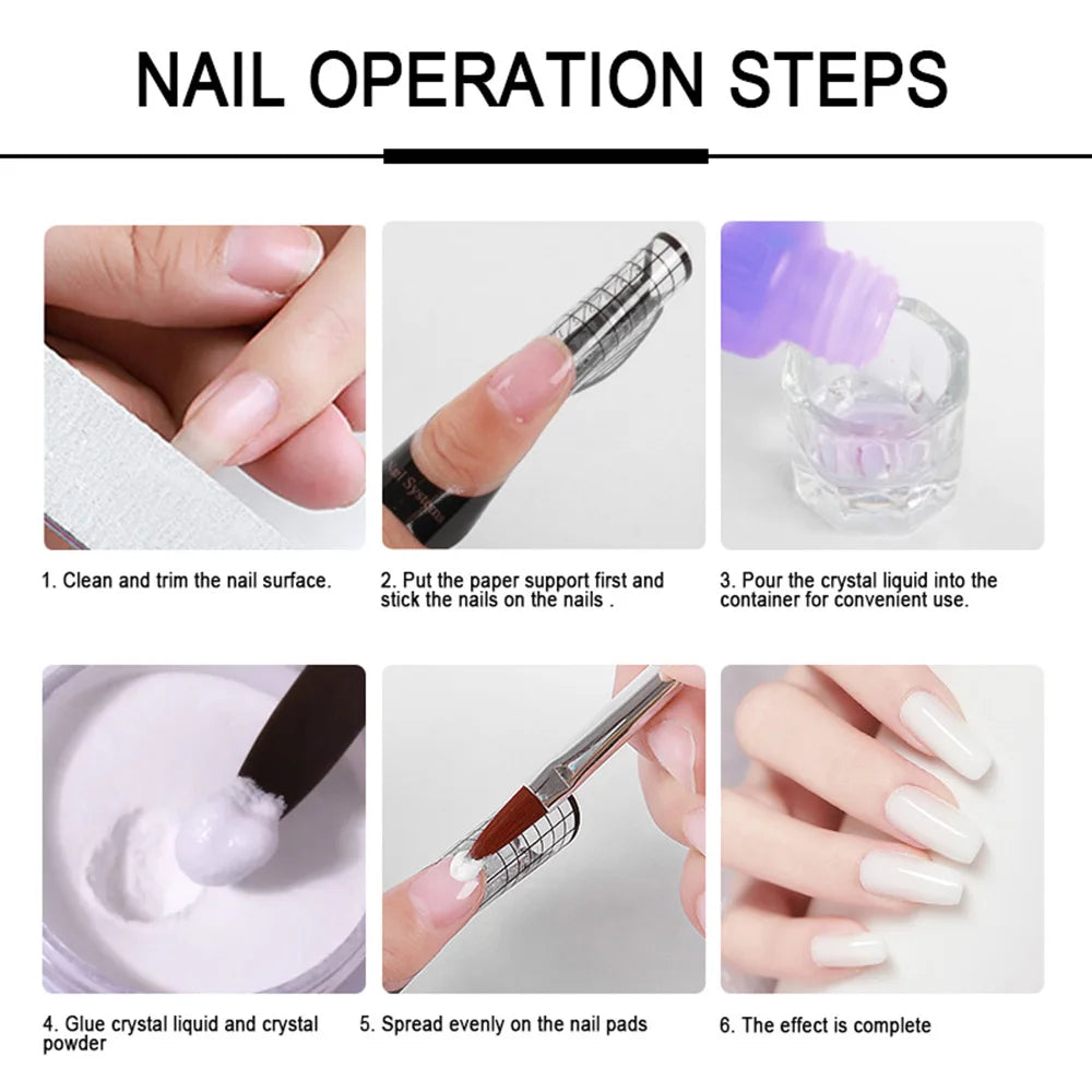 Acrylic Nail Starter Kit With Powder And Liquid And Brushes