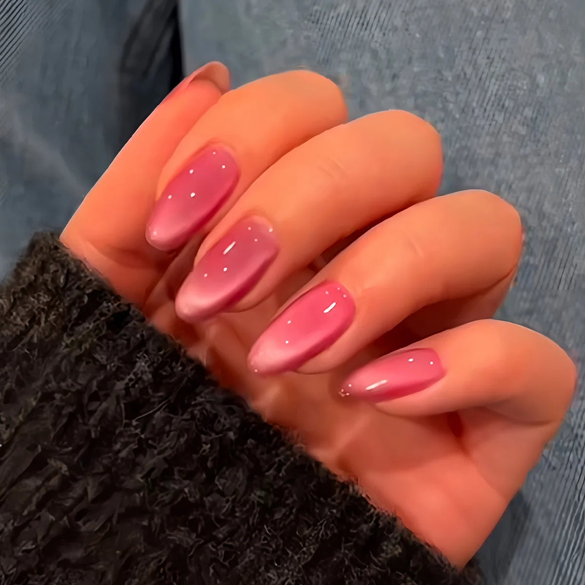 YADORNOS 24Pcs Glossy Cat's Eye Press On Nails Kit