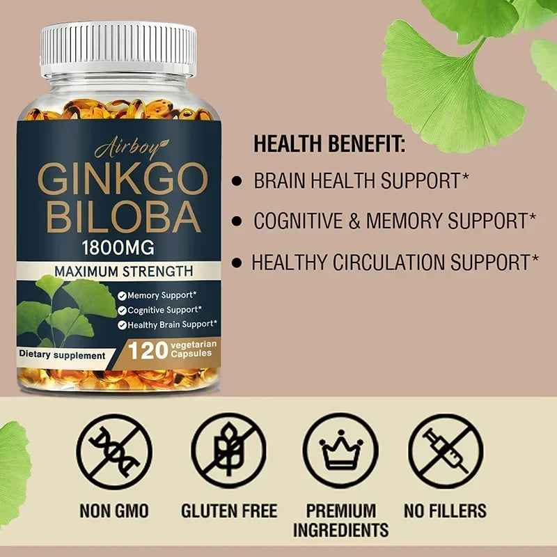 Organic Ginkgo Biloba Capsules Brand Xemenry Supports Brain Health