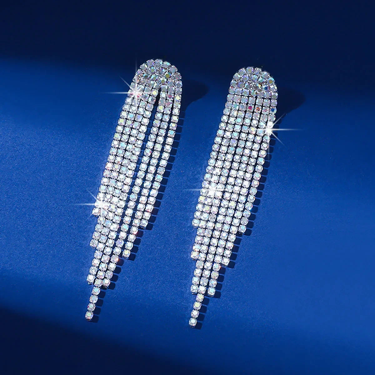 BLIJERYCN Crystal Tassel Drop Earrings For Women Bridal Party Jewelry